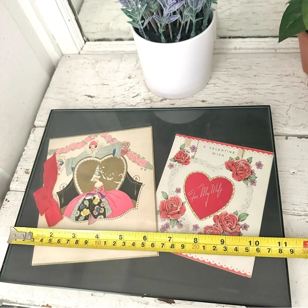 3/$22🩶 Vintage Valentines Day Cards 1944 Framed Romantic History Wall Art